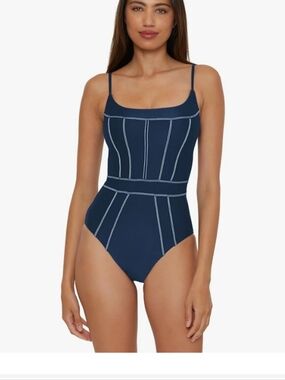 Becca Makenna Color Sheen 1 Piece Blue Swimsuit Size S NWOT